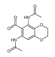 N,N'-(6-nitro-2,3-dihydro-benzo[1,4]dioxine-5,7-diyl)-bis-acetamide结构式