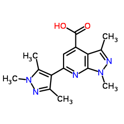 1,3-DIMETHYL-6-(1,3,5-TRIMETHYL-1 H-PYRAZOL-4-YL)-1 H-PYRAZOLO[3,4-B ]PYRIDINE-4-CARBOXYLIC ACID Structure