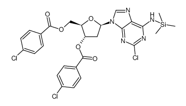 2-chloro-6-trimethylsilylamino-9-[3,5-di-O-(4-chlorobenzoyl)-2-deoxy-β-D-ribofuranosyl]-purine Structure