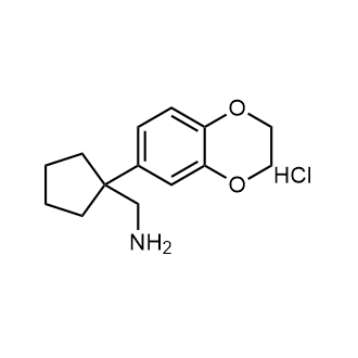 [1-(2,3-二氢-1,4-苯并二噁英-6-基)环戊基]甲胺盐酸盐结构式