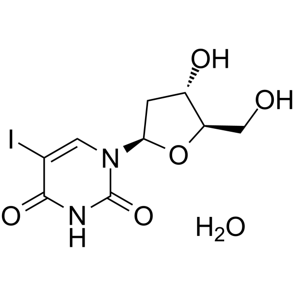 1-[(2R,4S,5R)-4-hydroxy-5-(hydroxymethyl)oxolan-2-yl]-5-iodopyrimidine-2,4-dione,hydrate Structure