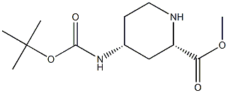 cis-methyl-4-((tert-butoxycarbonyl)amino)piperidine-2-carboxylate结构式