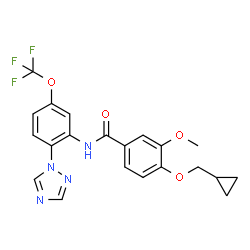 N-(2-(1H-1,2,4-三唑-1-基)-5-(三氟甲氧基)苯基)-4-(环丙基甲氧基)-3-甲氧基苯甲酰胺结构式