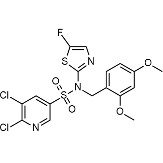5,6-二氯-N-(2,4-二甲氧基苄基)-N-(5-氟噻唑-2-基)吡啶-3-磺酰胺结构式