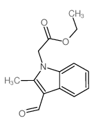 (3-甲酰基-2-甲基-1H-吲哚-1-基)乙酸乙酯结构式