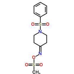 N-[(Methylsulfonyl)oxy]-1-(phenylsulfonyl)-4-piperidinimine结构式