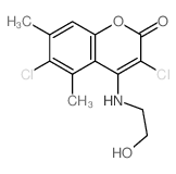 2H-1-Benzopyran-2-one,3,6-dichloro-4-[(2-hydroxyethyl)amino]-5,7-dimethyl- structure