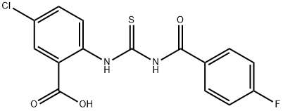 5-chloro-2-[[[(4-fluorobenzoyl)amino]thioxomethyl]amino]-benzoic acid结构式