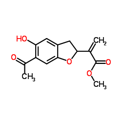 Methyl 2-(6-acetyl-5-hydroxy-2,3-dihydrobenzofuran-2-yl)propenoate structure