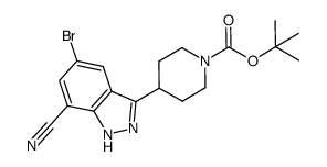 1,1-dimethylethyl 4-(5-bromo-7-cyano-1H-indazol-3-yl)-1-piperidine-carboxylate结构式