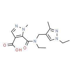 5-((Ethyl[(1-ethyl-3-methyl-1H-pyrazol-4-yl)methyl]amino)carbonyl)-1-methyl-1H-pyrazole-4-carboxylic acid Structure