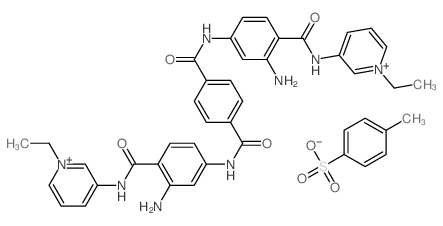 N,N-bis[3-amino-4-[(1-ethylpyridin-5-yl)carbamoyl]phenyl]benzene-1,4-dicarboxamide; 4-methylbenzenesulfonic acid structure