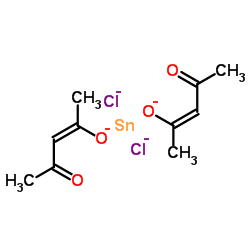 双(2,4-戊烷二酮酸)二氯化锡(IV)结构式