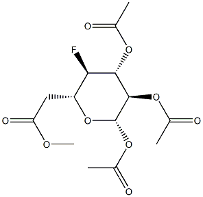 4-Fluoro-1-O,2-O,3-O,6-O-tetraacetyl-4-deoxy-β-D-glucopyranose structure