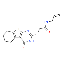 N-allyl-2-((4-oxo-3,4,5,6,7,8-hexahydrobenzo[4,5]thieno[2,3-d]pyrimidin-2-yl)thio)acetamide结构式