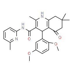 4-(2,5-dimethoxyphenyl)-2,7,7-trimethyl-N-(6-methyl-2-pyridinyl)-5-oxo-1,4,5,6,7,8-hexahydro-3-quinolinecarboxamide structure