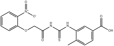 4-methyl-3-[[[[(2-nitrophenoxy)acetyl]amino]thioxomethyl]amino]-benzoic acid structure