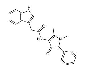 N-(1,5-dimethyl-3-oxo-2-phenyl-pyrazol-4-yl)-2-(1H-indol-3-yl)acetamide structure