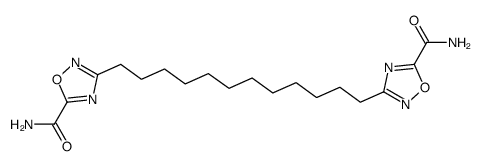 3-[12-(5-carbamoyl-1,2,4-oxadiazol-3-yl)dodecyl]-1,2,4-oxadiazole-5-carboxamide结构式