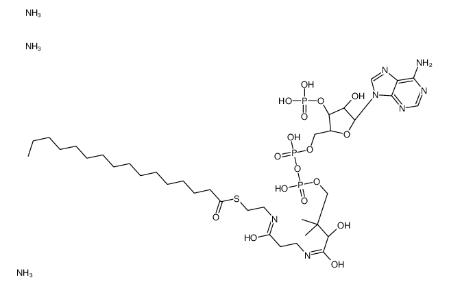 triazanium,[(2R,3R,5R)-5-(6-aminopurin-9-yl)-2-[[[[(3R)-4-[[3-(2-hexadecanoylsulfanylethylamino)-3-oxopropyl]amino]-3-hydroxy-2,2-dimethyl-4-oxobutoxy]-oxidophosphoryl]oxy-oxidophosphoryl]oxymethyl]-4-hydroxyoxolan-3-yl] hydrogen phosphate Structure