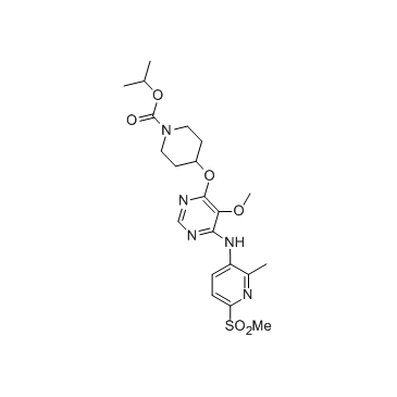 4-[[6-[(6-甲基磺酰基-2-甲基吡啶-3-基)氨基]-5-甲氧基嘧啶-4-基]氧基]哌啶-1-羧酸异丙酯结构式