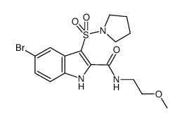 5-bromo-N-(2-methoxyethyl)-3-(pyrrolidin-1-ylsulfonyl)-1H-indole-2-carboxamide结构式