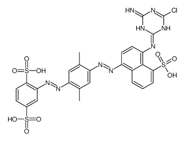 2-[[4-[[4-[(4-amino-6-chloro-1,3,5-triazin-2-yl)amino]-5-sulpho-1-naphthyl]azo]-2,5-dimethylphenyl]azo]benzene-1,4-disulphonic acid structure