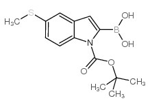 2-硼-5-甲基硫代-1H-吲哚-1-羧酸-1-(1,1-二甲基乙基)酯结构式