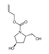 (2S,4R)-N-(allyloxycarbonyl)-4-hydroxy-2-(hydroxymethyl)pyrrolidine Structure