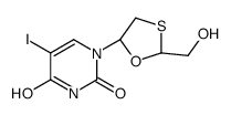 2,4(1H,3H)-Pyrimidinedione, 1-[2-(hydroxymethyl)-1,3-oxathiolan-5-yl]- 5-iodo-, (2S-trans)- structure