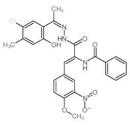 2-Propenoic acid,2-(benzoylamino)-3-(4-methoxy-3-nitrophenyl)-,2-[1-(5-chloro-2-hydroxy-4-methylphenyl)ethylidene]hydrazide Structure