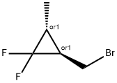 rac-(2R,3R)-2-(bromomethyl)-1,1-difluoro-3-methylcyclopropane, trans结构式