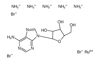 (2R,3R,4S,5R)-2-(6-aminopurin-9-yl)-5-(hydroxymethyl)oxolane-3,4-diol,azanide,ruthenium(8+),tribromide结构式