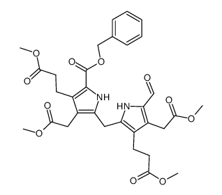 benzyl 5'-formyl-4,3'-di(2-methoxycarbonylethyl)-3,4'-bismethoxy-carbonylmethyl-2,2'-methylenedipyrrole-5-carboxylate Structure
