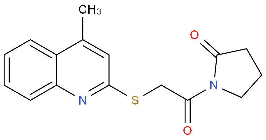 1-[2-[(4-methyl-2-quinolinyl)thio]-1-oxoethyl]-2-pyrrolidinone Structure