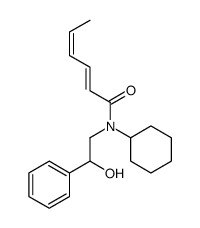 N-cyclohexyl-N-(2-hydroxy-2-phenylethyl)hexa-2,4-dienamide Structure