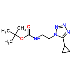 tert-butyl 2-(5-cyclopropyl-1H-tetrazol-1-yl)ethylcarbamate structure