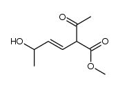 (E)-methyl 2-acetyl-5-hydroxyhex-3-enoate结构式