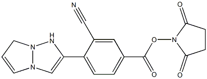 2-[2-Cyano-4-[(N-succinimidyloxy)carbonyl]phenyl]-1,3a,6a-triazapentalene structure