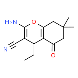 2-Amino-4-ethyl-7,7-dimethyl-5-oxo-5,6,7,8-tetrahydro-4H-chromene-3-carbonitrile结构式