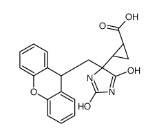 (1S,2S)-2-[(4S)-2,5-dioxo-4-(9H-xanthen-9-ylmethyl)imidazolidin-4-yl]cyclopropane-1-carboxylic acid结构式