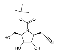 1-Pyrrolidinecarboxylic acid, 2-(cyanomethyl)-3,4-dihydroxy-5-(hydroxymethyl)-, 1,1-dimethylethyl ester, (2S,3S,4R,5R)- Structure