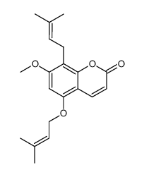 7-Methoxy-8-(3-methyl-2-butenyl)-5-[(3-methyl-2-butenyl)oxy]-2H-1-benzopyran-2-one Structure