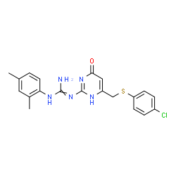 2-(6-{[(4-chlorophenyl)sulfanyl]methyl}-4-oxo-1,4-dihydropyrimidin-2-yl)-1-(2,4-dimethylphenyl)guanidine结构式