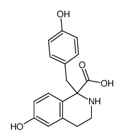 6-hydroxy-1-(4-hydroxy-benzyl)-1,2,3,4-tetrahydro-isoquinoline-1-carboxylic acid结构式