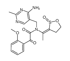 N-[(4-amino-2-methylpyrimidin-5-yl)methyl]-N-[1-(2-oxido-1,2-oxathiolan-3-ylidene)ethyl]-(2-methoxyphenyl)oxalamide structure
