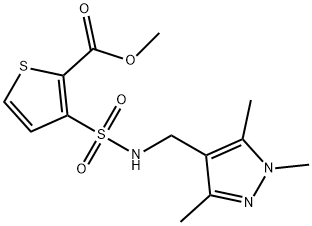 methyl 3-({[(1,3,5-trimethyl-1H-pyrazol-4-yl)methyl]amino}sulfonyl)thiophene-2-carboxylate结构式