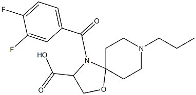 4-(3,4-二氟苯甲酰基)-8-丙基-1-氧杂-4,8-二氮杂螺[4.5]癸烷-3-羧酸结构式