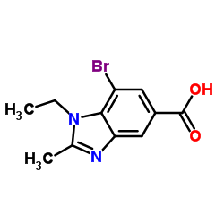 7-Bromo-1-ethyl-2-methyl-1H-benzimidazole-5-carboxylic acid结构式