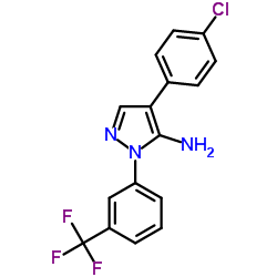 4-(4-Chlorophenyl)-1-[3-(trifluoromethyl)phenyl]-1H-pyrazol-5-amine结构式